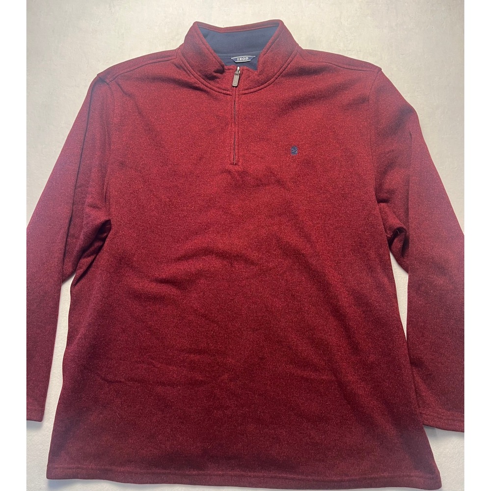 IZOD 3XLT Pullover Sweater Preppy Burgundy Heather Quarter Zip Long Sleeve